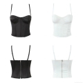 Women's Sexy Satin Corset Top Fishbone Bustier Camisole Thin Adjustable Straps Back Zipper Slim Fit Streetwear Party Clubwear Tank Top
