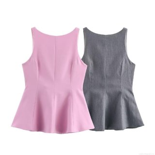 Women's Sexy Backless Tank Top Sleeveless Polyester Peplum Hem Blouse With Back Bow Tie For Casual Party Dating Summer Streetwear Ladies