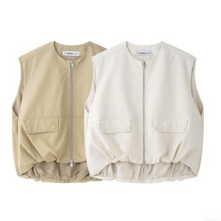 Women's Loose Cargo Vest 100% Polyester Sleeveless Zip Up Jacket With Pockets Summer European Fashion Solid Color Waistcoat For Daily Streetwear