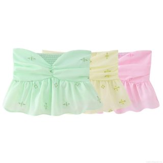 Women Summer Strapless Tube Top 100% Polyester Embroidery Ruffle Peplum Hem Smocked Back Cropped Top Candy Color Sweet Streetwear Tank Top For Vacation Beach Party