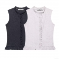 Women's Sleeveless Knit Vest Cardigan Ruffle Lace Collar Button Front Solid Color Polyester Tank Top for Streetwear Casual Daily Wear