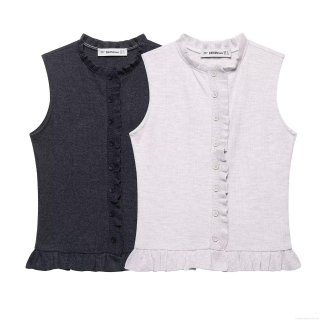 Women's Sleeveless Knit Vest Cardigan Ruffle Lace Collar Button Front Solid Color Polyester Tank Top for Streetwear Casual Daily Wear