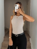 Women's Vintage Striped Knitted Tank Top Sleeveless Round Neck Slim Fit Cropped Cami Top Summer Casual Daily Outwear Polyester Rayon Blend Breathable Vest