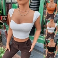 Women's Square Neck Ribbed Knit Crop Top Sexy Slim Fit Sleeveless Tank Top Solid Color Summer Vest Streetwear for Women