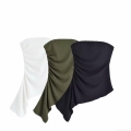 Women's Sexy Strapless Tube Top Polyester Asymmetrical Pleated Backless Tank Top Fashion Solid Color Streetwear Summer Casual Crop Top For Women