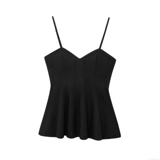 Women's Sexy V-Neck Peplum Camisole Top Sleeveless Backless Ruffle Hem Summer Streetwear Blouse for Women Polyester Cotton Blend