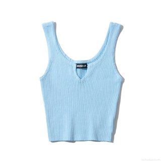 Women's 80% Rayon 20% Nylon Ribbed Knit Tank Top Backless Small V-Neck Sleeveless Cropped Cami Slim Fit Summer Streetwear Top For Women