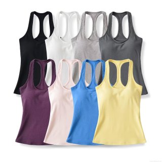 Women's Racerback Tank Top With Built-in Breast Pads Cotton Rayon Spandex Ribbed Knit U Neck Slim Fit Top For Sports Fitness Yoga Daily Street Style