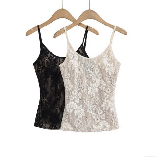 Sexy Women's Lace Camisole Top Floral Polyester Backless Spaghetti Strap Crop Top For Party Dating Women Summer Streetwear Sleeveless Tank Top