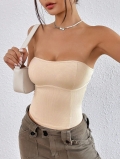 Women Sexy Ribbed Knit Tube Top Slim Fit Backless Corset Style Short Tank Top For Party Photography Summer Streetwear Solid Color Viscose Blend