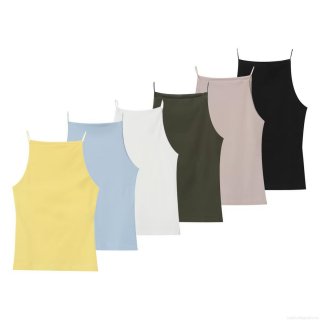 Women's Sexy Off-Shoulder Camisole Sleeveless Solid Color Polyester Tank Top Summer Streetwear Fashion Cami For Women
