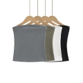 Women's Sexy Tube Top Viscose Spandex Ribbed Knit Strapless Slim Fit Solid Color Breathable Summer Streetwear Party Crop Top