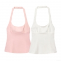 Sexy Halter Backless Camisole With Bow Knot Details 2025 Summer Polyester Fabric Sleeveless Top For Women Western Style Streetwear Club Wear Tank Top