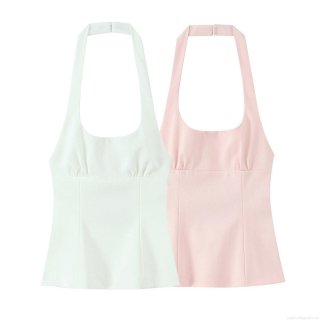 Women's Sexy Halter Tank Top Backless Bow Tie Decoration Polyester Sleeveless Vest Summer Party Clubwear Streetwear Casual Solid Color Short Camisole Top