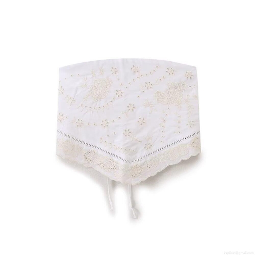 Women's Sexy White Polyester Embroidery Hollow Out Lace Up Crop Top Sleeveless Flower Pattern Lace Camisole Tank Top for Summer Vacation Streetwear Party