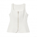 Women's Sexy Slim Fit Sleeveless Vest Top With Front Zipper U-Neck Polyester Street Style Bodycon Tank Top For Party Clubwear Daily Casual White