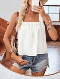 Women's Sexy Back Bow Square Neck Tank Top Summer Sleeveless Pleated Texture Crop Top Elegant Slim Fit Polyester Spandex Vest For Women Daily Vacation