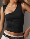 Women's Asymmetric Hollow Out Tank Top Polyester Cotton Blend One Shoulder Sleeveless Slim Fit Cutout Backless Summer Trendy Streetwear Chic Vest