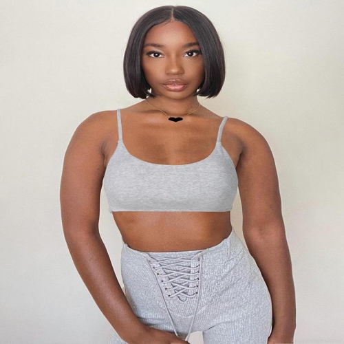 Women Plus Size Sexy Ribbed Knit Crop Top Camisole Solid Color Slim Fit Bandeau Spaghetti Strap Tank Top For Summer Clubwear Streetwear