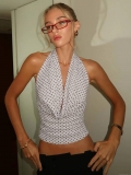 Sexy Polka Dot Halter Neck Tank Top For Women Backless Slim Fit Sleeveless V-Neck Cropped Vest Summer Streetwear Clubwear Party Top Polyester Spandex