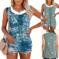 Women's Summer Sleeveless Top Loose Casual Floral Print Tank Top Polyester Spandex Contrast V-Neck Vest For Holiday Beach Daily Casual