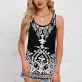 Women's Slim Fit Tank Top Paisley Print Sleeveless Vest 95% Polyester 5% Spandex Summer Bohemian Style Round Neck Top for Casual Party Dating Women