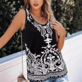 Women's Summer Sleeveless Tank Top Slim Fit Paisley Print Bohemian Style Plus Size Polyester Spandex Blend Vest for Casual Daily Wear Holiday Lady Fashion Top