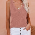 Women's V Neck Knit Tank Top Sleeveless Loose Polyester Hollow Out Camisole For Summer Casual Daily Beach Vacation Solid Color Vest