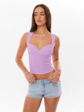 Women's Sexy Pleated Sweetheart Neck Tank Top Polyester Spandex Slim Fit Sleeveless Cropped Cami For Summer Party Streetwear Y2K Style