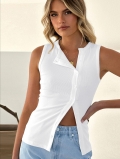 Women's Ribbed Knit Sleeveless Tank Top Button Down Slim Fit Viscose Blend Y2K Chic Solid Color Camisole Vest For Daily Office Wear