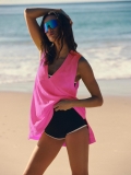 Women's Deep V Neck Side Slit Sports Vest Loose Fit Sleeveless Viscose Spandex Yoga Tank Top Quick Dry Beach Cover Up Summer Activewear