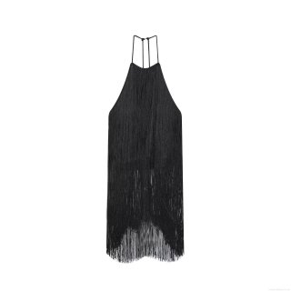 Sexy Women Velvet Fringe Halter Neck Top Sleeveless Backless Tassel Tank Top For Party Clubwear Nightclub Night Out Fashion Top