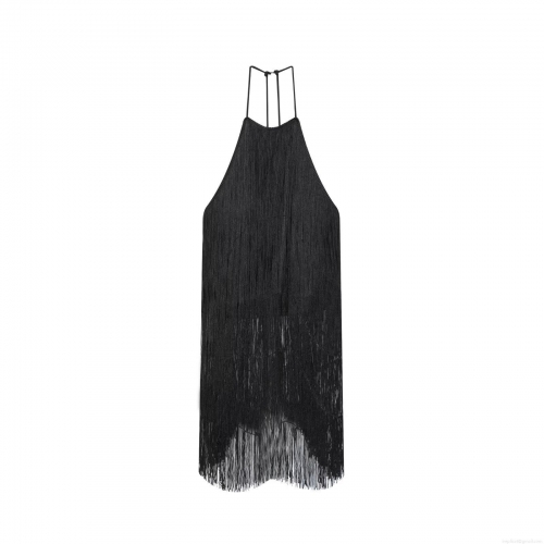 Sexy Women Velvet Fringe Halter Neck Top Sleeveless Backless Tassel Tank Top For Party Clubwear Nightclub Night Out Fashion Top