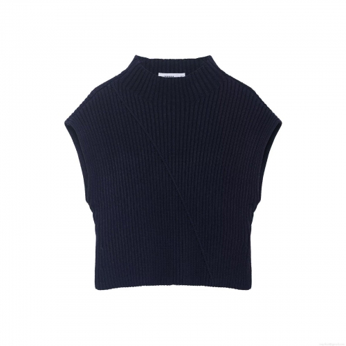 Women's Sexy Ribbed Knit Tank Top 100% Polyester Slim Fit High Neck Sleeveless Vest Solid Color Casual Party Streetwear Top For Women