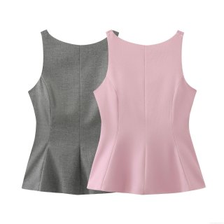 Women's Sexy Peplum Tank Top Sleeveless Open Back Bow Tie Waist Slim Fit Solid Color Polyester Blend Elegant Top for Party Dating Casual Wear Summer