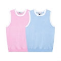 Women's Knit Tank Top Sweet Contrast Trim Round Neck Sleeveless Vest Color Block Knitted Pullover Top For Summer Casual Daily Wear
