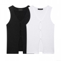 Women's Sexy Knitted Tank Top V Neck Hollow Out Sleeveless Slim Fit Polyester Vest Top Summer Daily Streetwear Chic Clothing