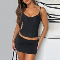Sexy Ruched Mesh Camisole Top With Lace Trim Women Slim Fit Polyester Mesh Pleated Spaghetti Strap Vest For Party Club Y2K Fashion