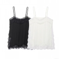Women's Sexy Lace Patchwork Satin Camisole V-Neck Sleeveless Lingerie Style Tank Top For Summer Clubwear Party Streetwear Casual Innerwear