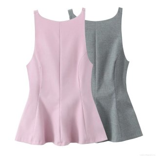 Women's Sleeveless Peplum Top Polyester Blend Bow Backless Back Ruffle Hem Tank Top For Party Dating Elegant Slim Fit Cami Top