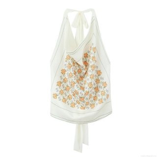 Women's Halter Neck Floral Print Top Elegant Polyester Backless Tie Back Sleeveless Vest For Summer Vacation Dating Ladies Sweet Texture Camisole