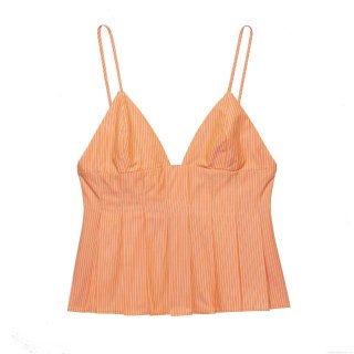 Women's Summer Striped V-Neck Camisole Slim Fit Polyester Blend Ruched Cami Top For Vacation Casual Wear