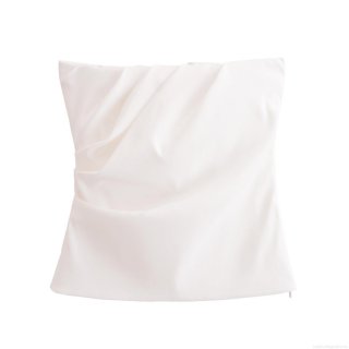 Women's Draped Pleated Tube Top Sexy Off Shoulder Sleeveless Polyester Blouse Solid Color Slim Fit Strapless Crop Top for Party Club Dating Elegant Summer Streetwear