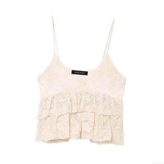 Women's Sexy V-Neck Layered Ruffle Lace Camisole Top Floral Embroidery Thin Straps Western Style Fashion Tank Top For Women Party Clubwear Cream White