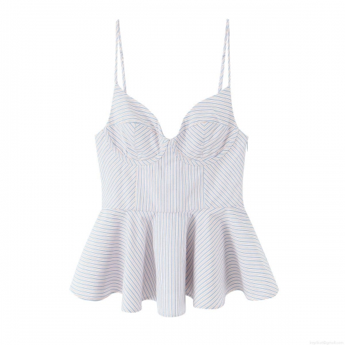 Women's Striped Ruffle Camisole Top Sexy Backless Corset Style Polyester Slim Fit Peplum Tank Top For Summer Party Dating