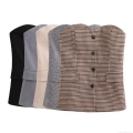 Women Strapless Tube Top Vest Suiting Button Up Bustier Crop Top Polyester Woven Slim Fit Sexy Waistcoat For Party Clubwear Office Streetwear