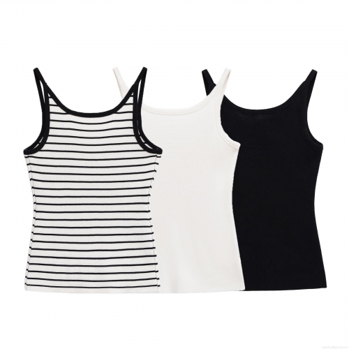 Women's Ribbed Knit Tank Top Sexy Thin Strap Slim Fit Camisole For Summer Daily Casual Streetwear Striped White Black Sleeveless Top