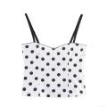 Women's Polka Dot Camisole Tank Top Spaghetti Strap V Neck Slim Fit Crop Top Polyester Blend Summer Beach Casual Daily Wear Elegant INS Influencer Style