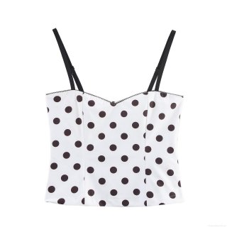 Women's Polka Dot Camisole Tank Top Spaghetti Strap V Neck Slim Fit Crop Top Polyester Blend Summer Beach Casual Daily Wear Elegant INS Influencer Style
