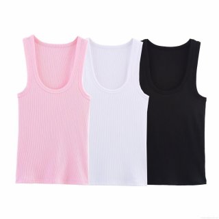 Women's Ribbed Tank Top Slim Fit Polyester Knitted Scoop Neck Sleeveless Daily Basic Summer Camisole For Women Casual Modern Simple Style